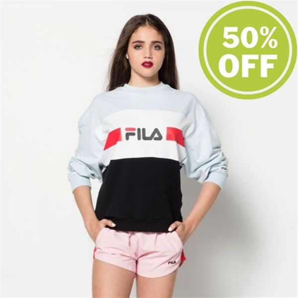 Fila Angela Crew Women's Sweatshirts - Black,NZ 672-4951